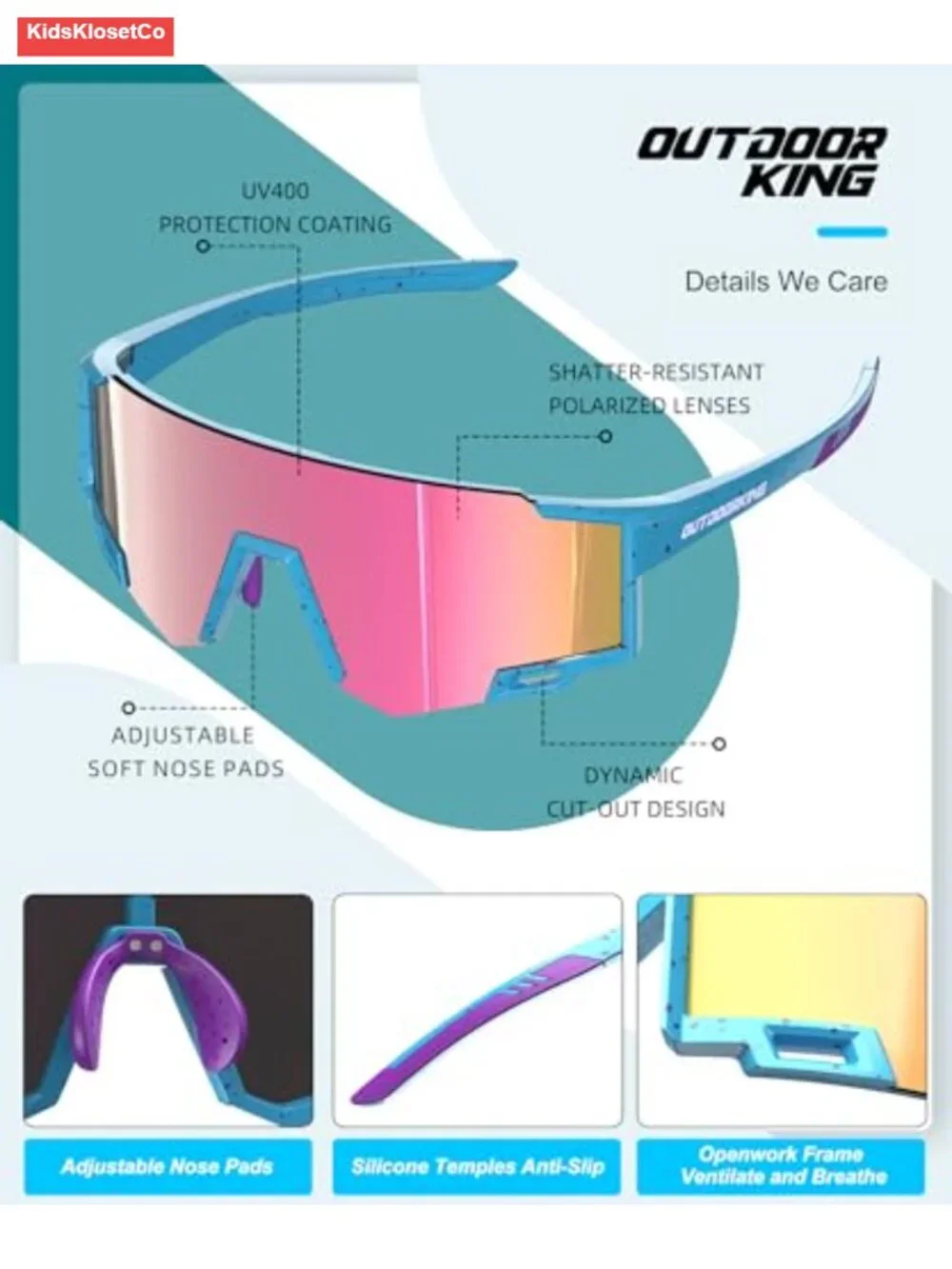 3 Pack Kids Sports Sunglasses UV400 Lightweight Durable